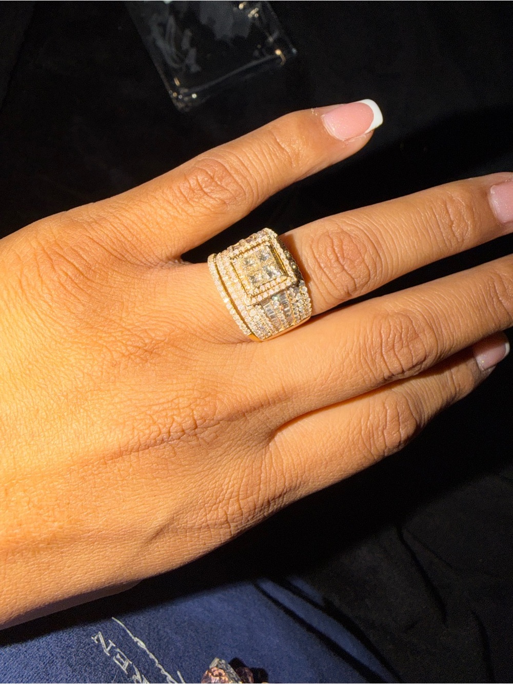 Multi Row Round & Princess Cut Diamond Engagement Ring Set 14K Yellow Gold 3.5CT - Picture 5 of 12